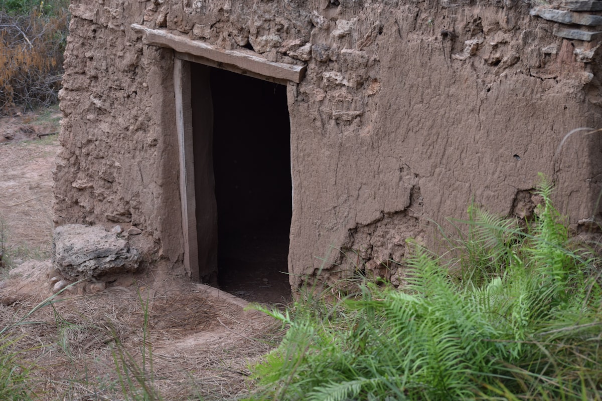 Adobe doorway in a rustic structure