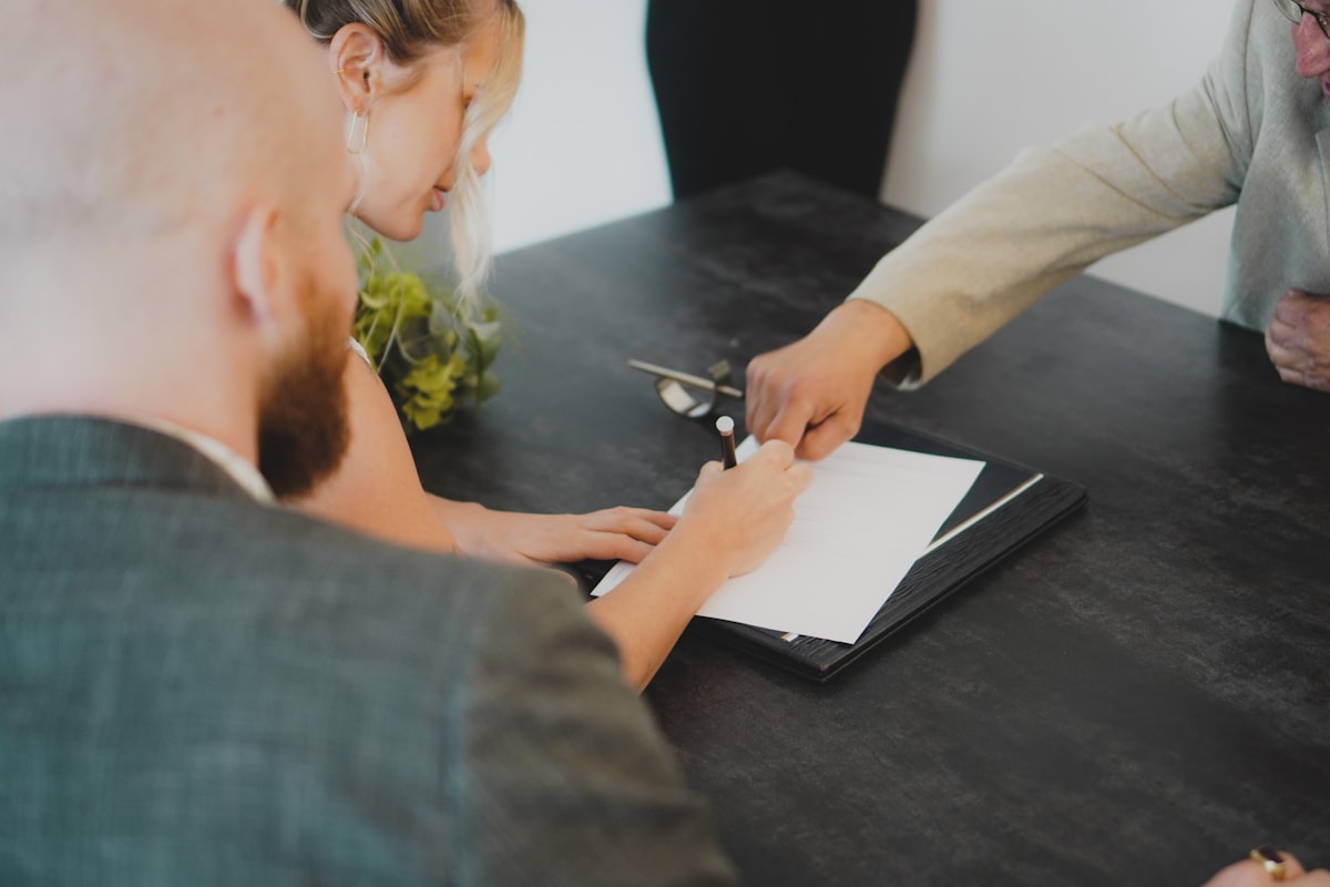 Couple reviewing property information together on a tablet