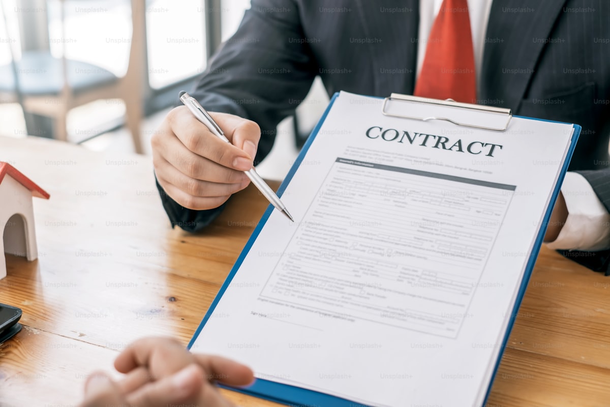 Signing a contract for real estate purchase